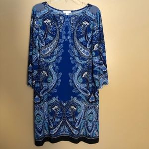 Light & dark blue Paisley knee length summer dress